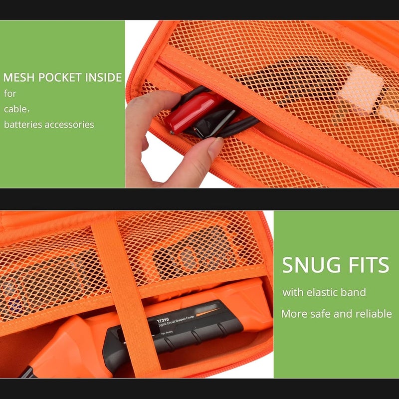ALKOO Case Compatible with Klein Tools ET310 AC Circuit Breaker Finder and Integrated GFCI Outlet Tester, with Mesh Pocket Inside for Accessories (Orange) - Image 4